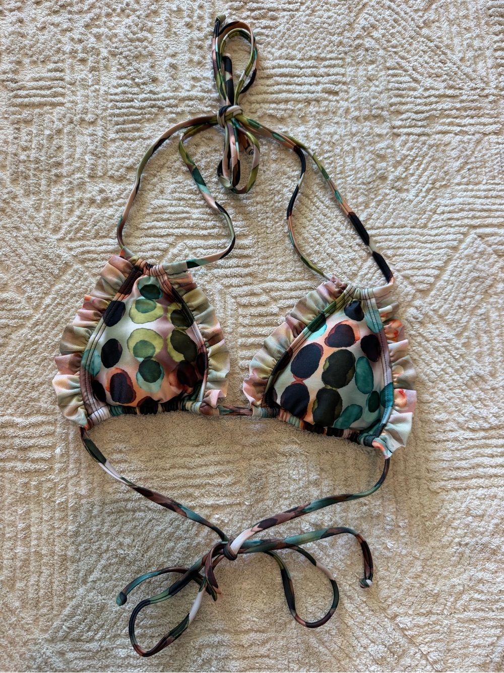 Strawberry Milk Mob Ruffle Triangle Bikini Top Multicolor Size M